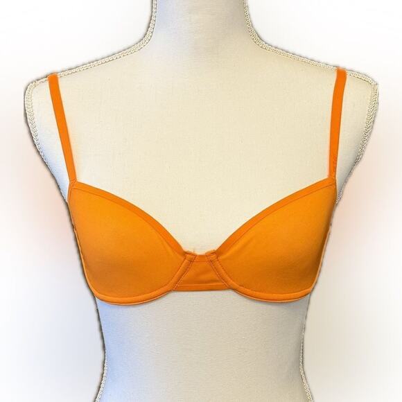 NWT Aerie Smoothez Balconette Unlined Sheer Orange Underwire Bra 32D 34C 30DD - Picture 1 of 8